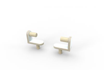 Zwei Growing Table Zeichenrollenhalterungen aus Holz und Weiß für Kindertische.
